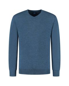 Eden Valley - Pullover Merino V-Neck Blau