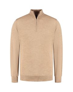 Eden Valley - Pullover Merino Zip Hellbraun