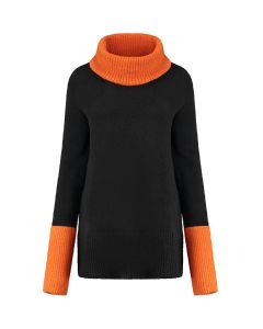 Only M - Rollkragenpullover Flannel Schwarz-Orange