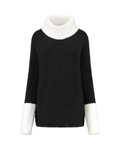 Only M - Rollkragenpullover Flannel Schwarz-Weiss