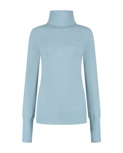 Only M - Rollkragenpullover Basic Celeste