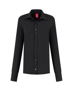 Only-M schwarze Damenbluse aus Travel-Stoff mit extra langen Aermeln