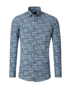 Venti Modern Fit Hemd - Meadow Blue Print