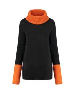 Only M - Rollkragenpullover Flannel Schwarz-Orange