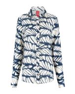 Only M - Bluse Leaves Navy